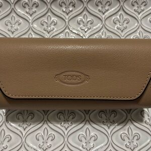 Tod's Beige Leather Eye Wear Case (glasses not included)